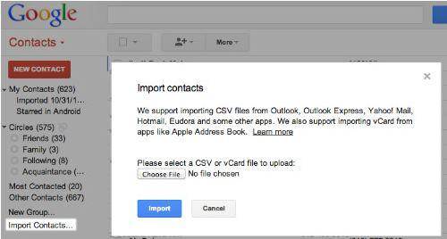 icloud vers Android -cliquer sur importer