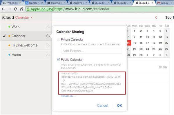 icloud a Android -compartir calendario