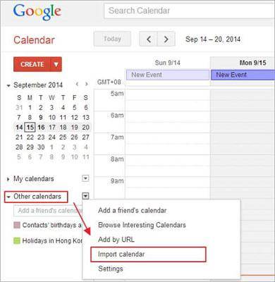 icloud vers Android - importer le calendrier