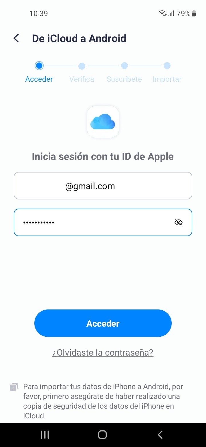 inicia sesión en iCloud