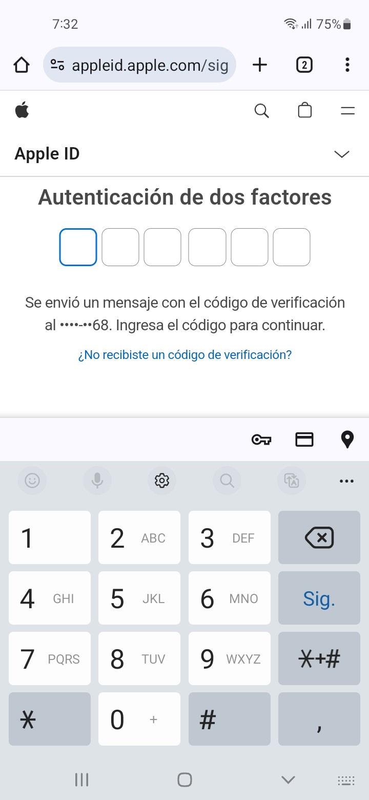 ingresar el código de verificación para continuar