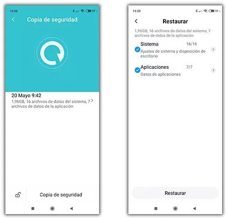 restaura la copia de seguridad en tu xiaomi