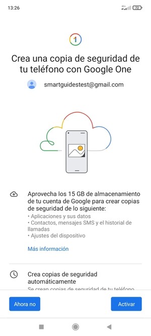 activar la copia de seguridad con google one