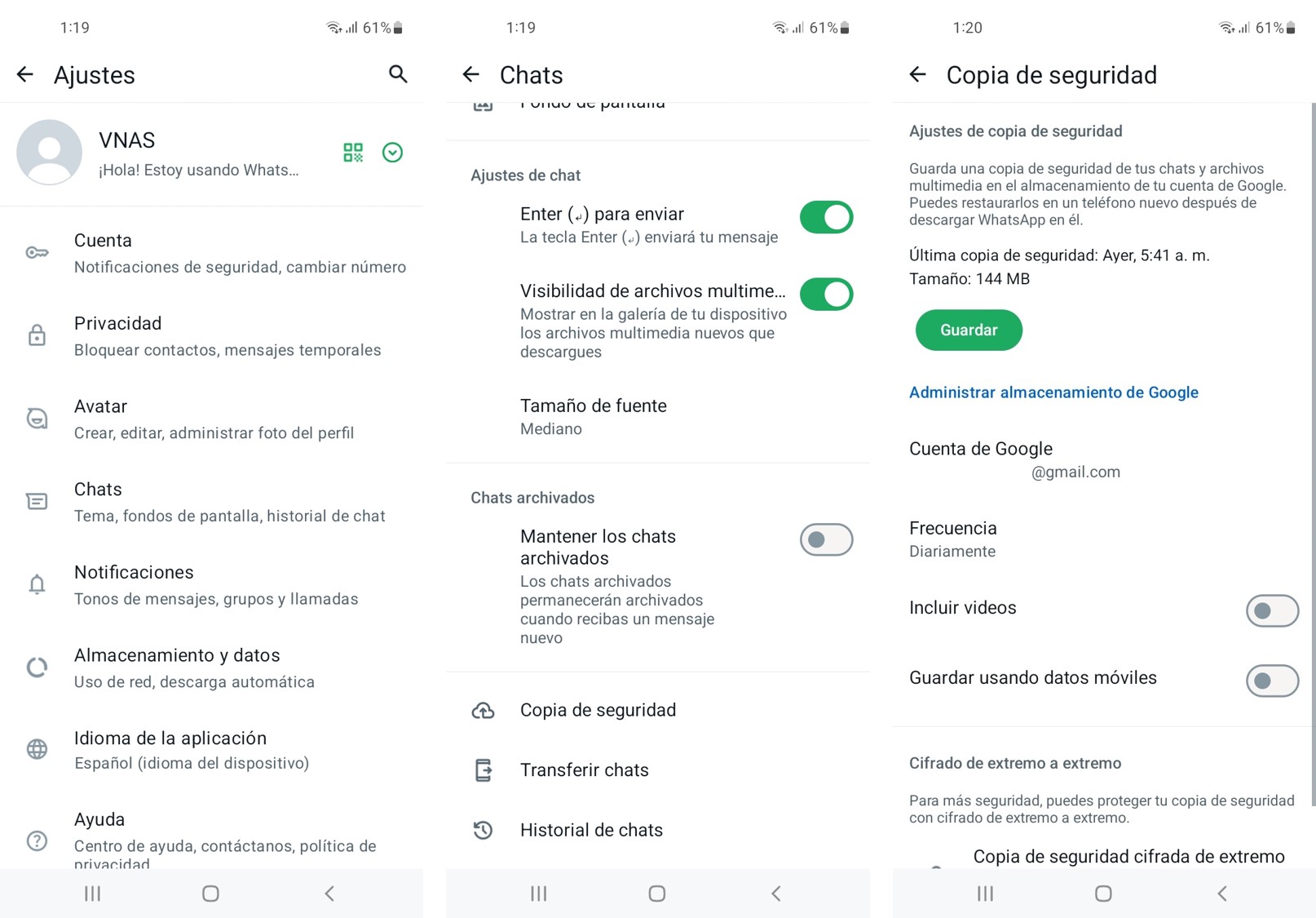 copia de seguridad en WhatsApp