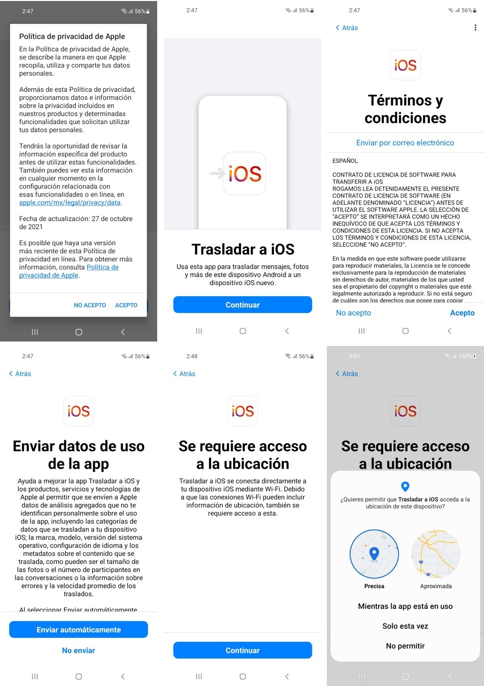 ejecuta Trasladar s iOS en tu Android