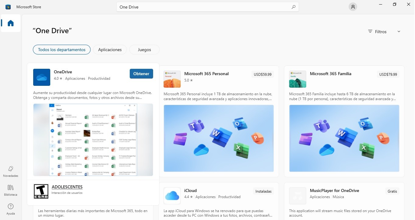 instalar onedrive en pc