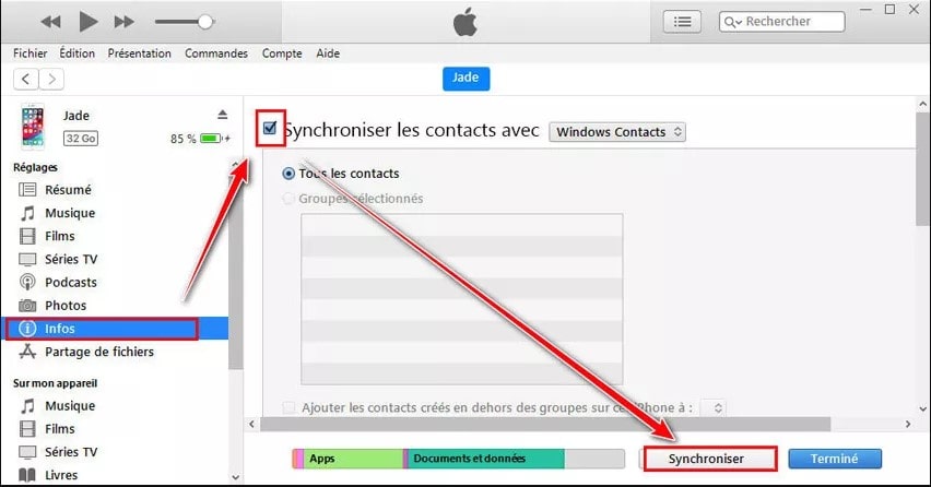 transférer contacts iphone vers pc