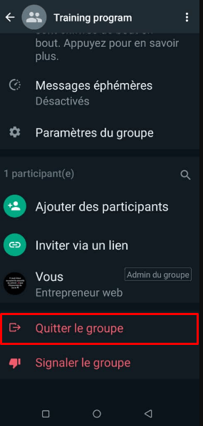 comment supprimer un groupe whatsapp