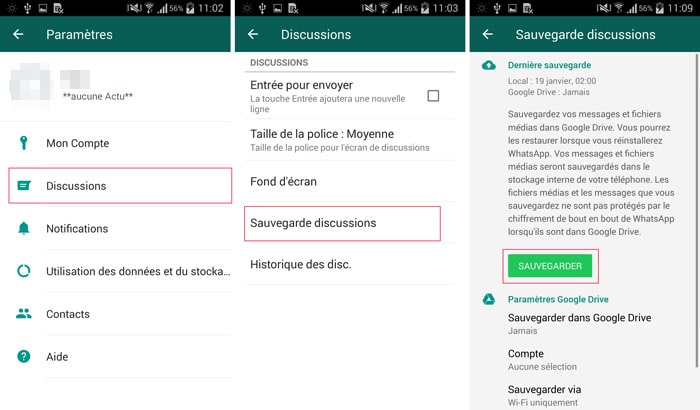 comment récupérer historique whatsapp sur nouveau téléphone