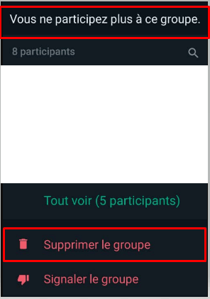 comment quitter un groupe whatsapp