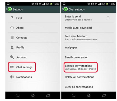 Comment transférer WhatsApp d'un Android à un Samsung S8-sauvegarde locale