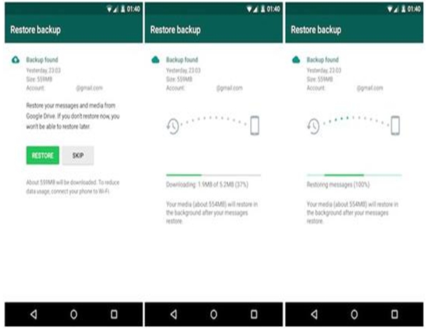 Comment transférer WhatsApp d'un Android à un Samsung S8-google drive