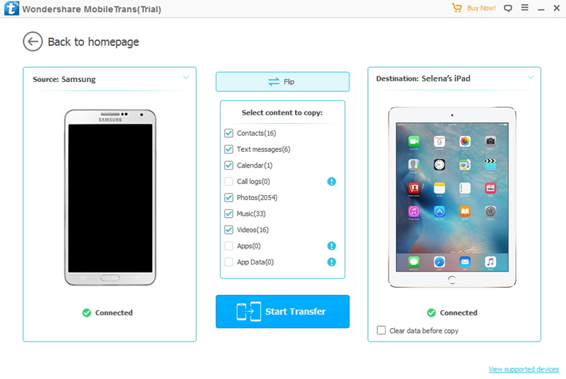connectez des périphériques pour transférer des photos d'Android vers iPad