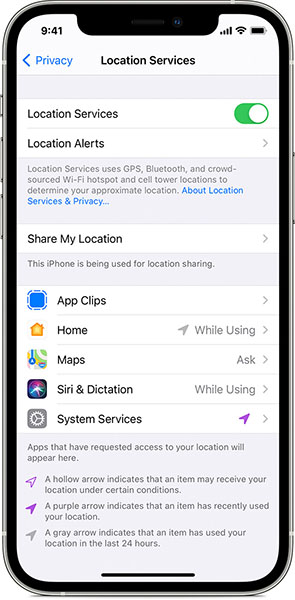 enable location service iphone