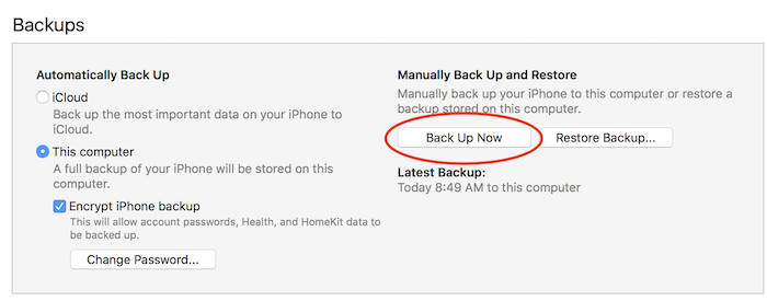 backup text messages on iphone with itunes