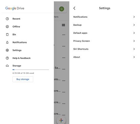 "Configuración" de Google Drive