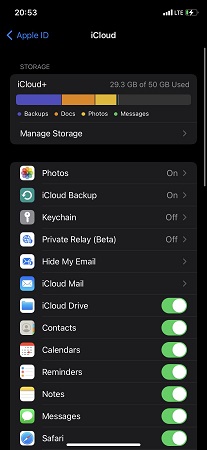 Eseguire il backup di iPhone su iCloud
