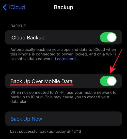 backup iPhone without wifi using icloud