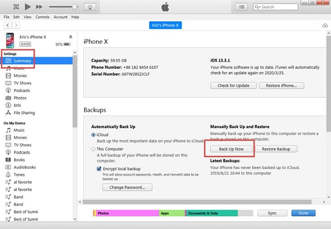 backup iPhone without wifi using itunes