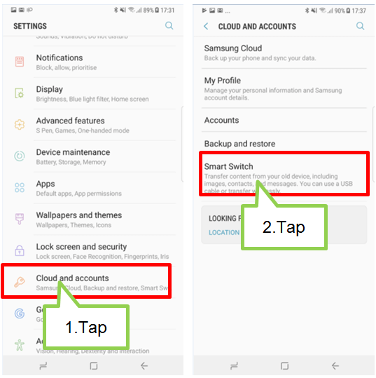 copia de seguridad del samsung s9 con smart switch