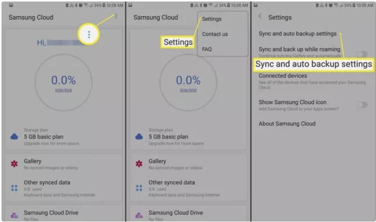 шаги для резервного копирования Samsung Notes