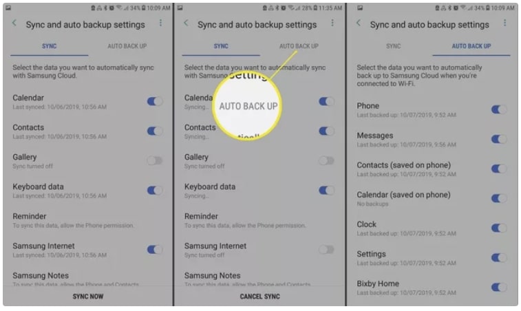 Etapas para fazer backup do Samsung Notes