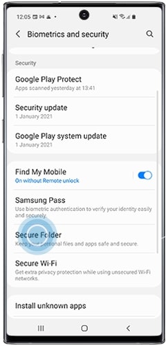 back up secure folder samsung