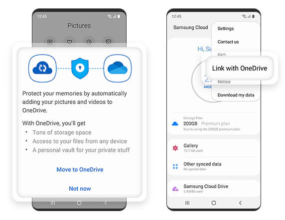 النسخ الاحتياطي لسامسونج على OneDrive