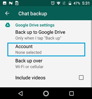 go to the chat backup