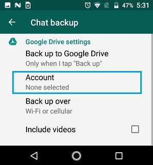 vá para o backup das conversas