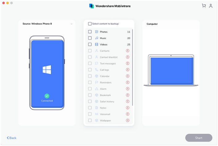 Comment transférer un téléphone Windows vers un Mac-démarrer-transfert-étape-2