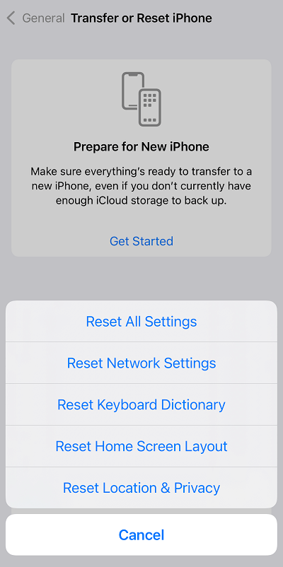 reset iphone