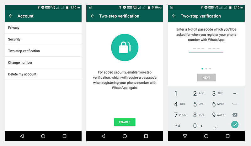 how to enable two-factor authentication on whatsapp