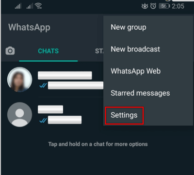 العثور على رقم whatsapp واسم المستخدم الخاص بي على android
