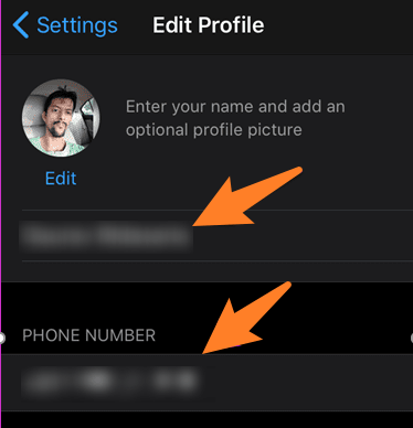 ver mi número y nombre de usuario de whatsapp en iphone