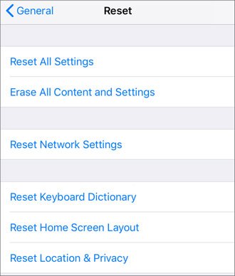 reset iphone settings