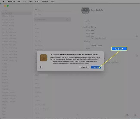 merge duplicate contacts on mac