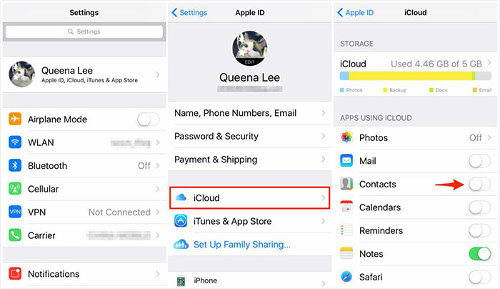 combinar contatos do icloud no iphone