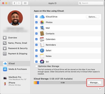 удаление резервной копии icloud на mac