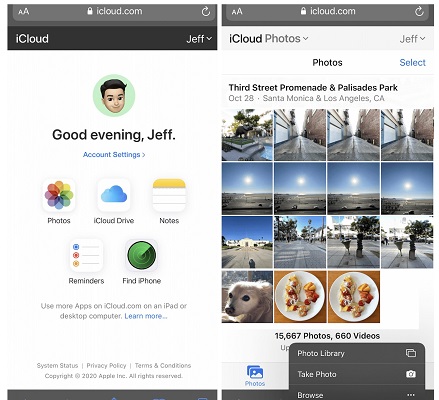 upload photos to iCloud from ios device