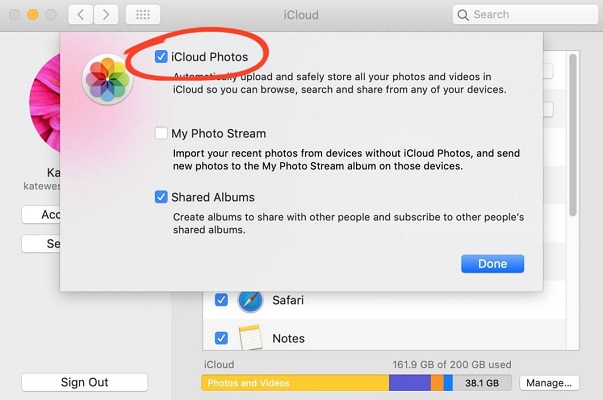 رفع الصور على iCloud من mac