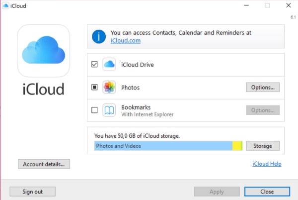 subir fotos a iCloud desde windows pc