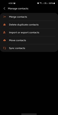 click on import or export contacts
