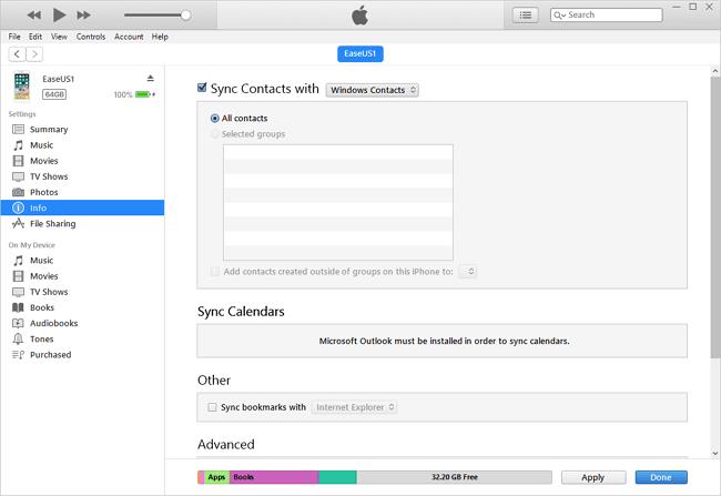 cliquez sur l'icône de l'appareil et sélectionnez info