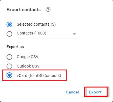 click export
