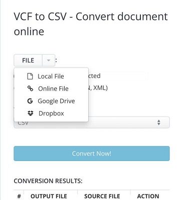 ajouter un fichier vcard convertir en csv