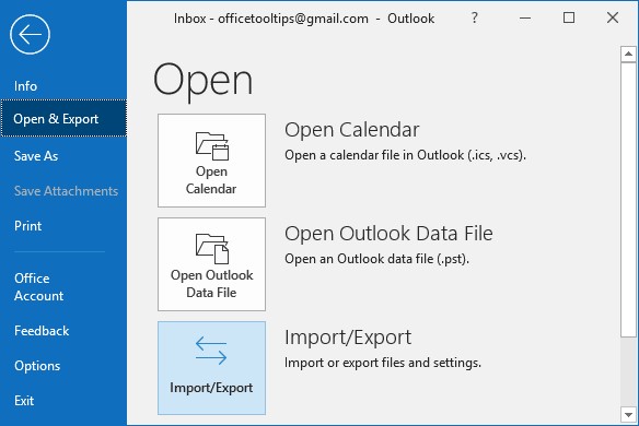 select open export