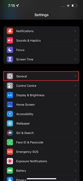 open general settings