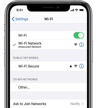 تحقق من اتصال wifi