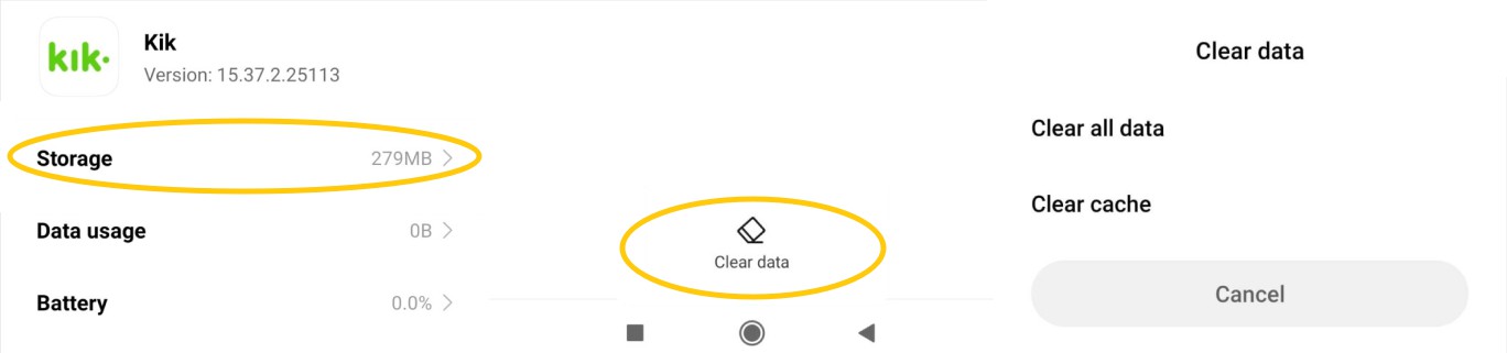 clear kik cache